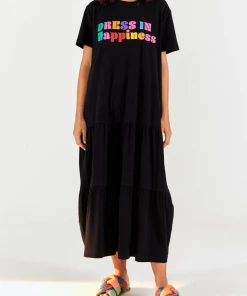FARM Rio Just In Dress In Happiness T-Shirt Dress In Black