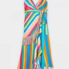 FARM Rio Striped Scarf Wrap Dress In Multi Featured Designers