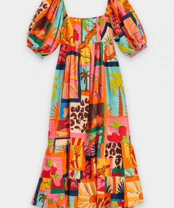 FARM Rio Tropical Collage Midi Dress