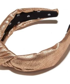 Lele Sadoughi Faux Leather Knotted Headband Gold
