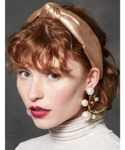 Lele Sadoughi Faux Leather Knotted Headband Gold