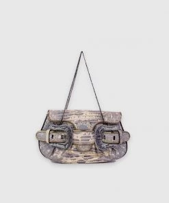 Olivia Vintage Fendi Beige And Black Snakeskin Small Handbag