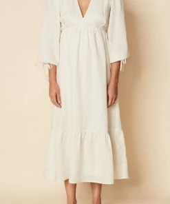 FAITHFULL THE BRAND Just In Fenmore Midi Dress In Plain Ivory
