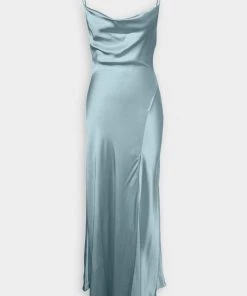 Jonathan Simkhai Just In Finley Cowl-Neck Satin Slip Gown In Slate