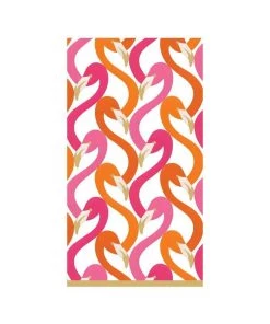 Caspari Flamingo Flock Paper Guest Towel Napkins In Fuchsia Home & Beauty