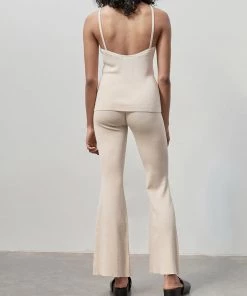 ST. AGNI Just In Flared Knit Pants In Ecru