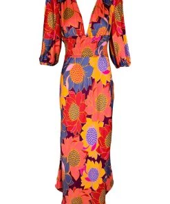 FARM Rio Floral Dots Smocked Waist Midi Dress Featured Designers