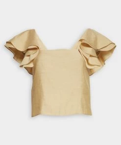 Vince. Just In Flutter Strap Blouse In Wheat