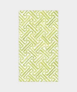 Caspari Fretwork Paper Guest Towel Napkins In Moss Green