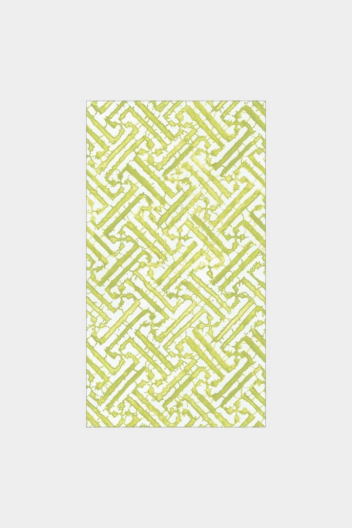 Caspari Fretwork Paper Guest Towel Napkins In Moss Green 1 Caspari Fretwork Paper Guest Towel Napkins In Moss Green