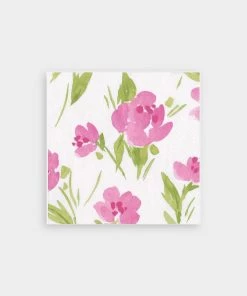 Caspari Just In Garden Party Paper Cocktail Napkins In Fuchsia