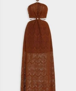 Jonathan Simkhai Georgiana Crochet Coverup Maxi Dress In Coffee