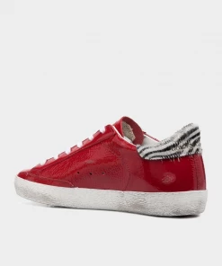 Golden Goose Super-Star Naplack Leather Sneakers In Red