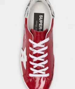Golden Goose Super-Star Naplack Leather Sneakers In Red