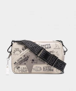 Golden Goose Star-Bag Journey Print Leather Bag In Ice Black