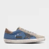Golden Goose Super-Star Suede Leather Star Men Sneaker In Denim Blue