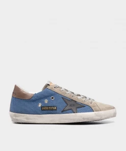 Golden Goose Super-Star Suede Leather Star Men Sneaker In Denim Blue