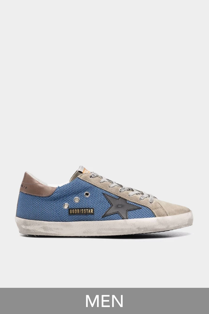 Golden Goose Super-Star Suede Leather Star Men Sneaker In Denim Blue 1 Golden Goose Super-Star Suede Leather Star Men Sneaker In Denim Blue