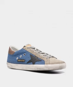 Golden Goose Super-Star Suede Leather Star Men Sneaker In Denim Blue
