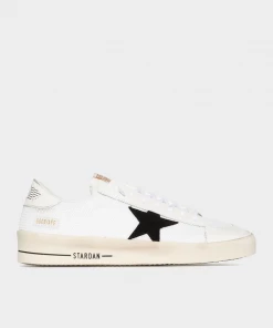 Golden Goose Just In Stardan Mesh And Shiny Leather Sneakers In White
