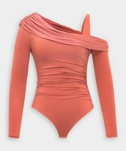 Jonathan Simkhai Gianna Matte Jersey Bodysuit In Brick