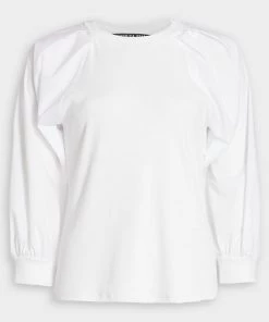 Veronica Beard Gibson Pleat-Sleeve Top In White Just In