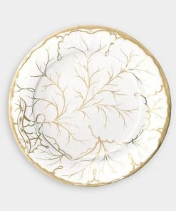 Caspari Just In Gilded Majolica Paper Dinner Plates In Ivory