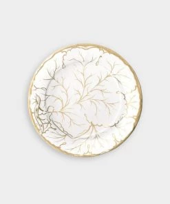Caspari Just In Gilded Majolica Paper Salad & Dessert Plates In Ivory