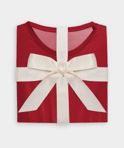 EBERJEY Just In Gisele Slouchy Set With Ribbon In Haute Red/Bone