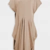 GOEN.J Structured Draping Cotton Jersey Midi Dress In Beige