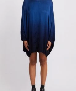 Raquel Allegra Grace Dress In Indigo Dip Dye