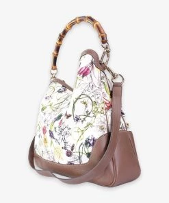 Olivia Vintage Gucci Diana Satchel Bag In Bamboo Canvas Floral