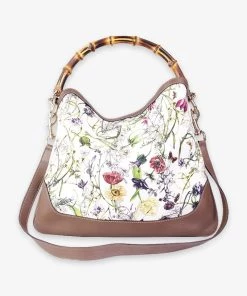 Olivia Vintage Gucci Diana Satchel Bag In Bamboo Canvas Floral