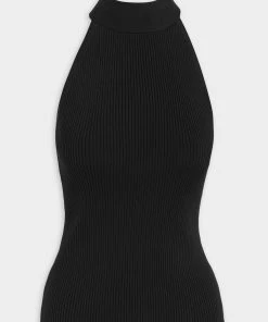 ZIMMERMANN Halter Rib Knit Tank In Black Just In