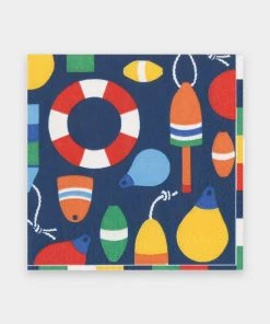 Caspari Just In Harbor Paper Luncheon Napkins In Navy