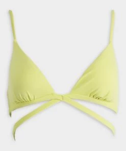 Jonathan Simkhai Harlen Solid Tie Front Bikini Top In Lime