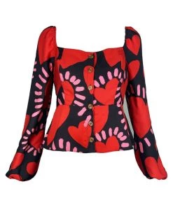 FARM Rio Hearts Long Sleeve Blouse