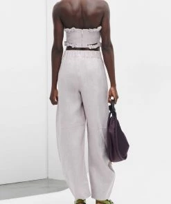 GANNI Hemp Curved Trousers In Light Lilac Just In