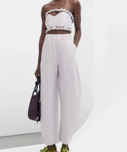 GANNI Hemp Curved Trousers In Light Lilac Just In