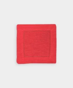 BOUTROSS Hemstitch Coaster Napkins In Red