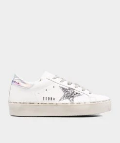 Golden Goose Just In Hi-Star Glitter Star Leather Sneaker In White/Silver