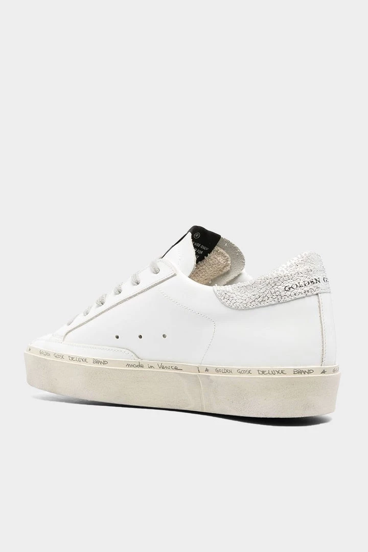 Golden Goose Hi-Star Laminated Star Leather Sneaker In White/Silver Just In 3 Golden Goose Hi-Star Laminated Star Leather Sneaker In White/Silver Just In