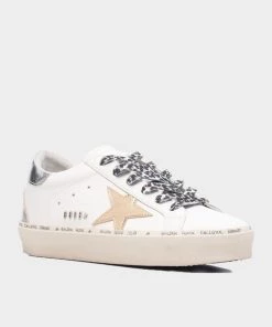 Golden Goose Hi-Star White Leather Laminated Star Sneaker Just In