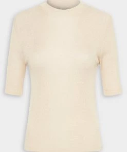 ST. AGNI Just In High Neck Knit Top In Ecru