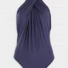 Lenny Niemeyer High Neck Pleated One Piece In Indigo Blue