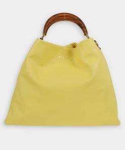 MARNI Hobo Calfskin Medium Shoulder Bag In Yellow
