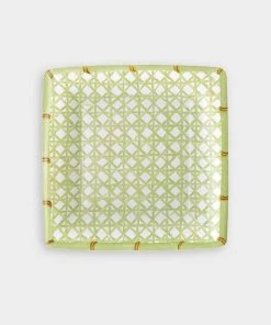 Caspari Just In Holly Trellis Square Paper Salad & Dessert Plates