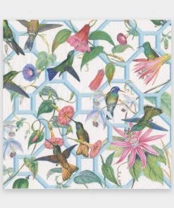 Caspari Hummingbird Trellis Paper Dinner Napkins