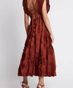Aje. Hybrid Midi Dress In Burgundy Just In