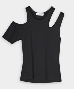 Jonathan Simkhai Standard Irena Rib Racer Cutout Tank In Black